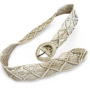 Vintage Handmade Natural Cotton Macramé Belt 1960 - 1970s Boho Hippie Handmade